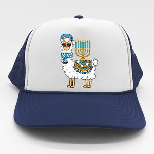 Menorah Hanukkah Llama Cute Alpaca Chanukah Trucker Hat