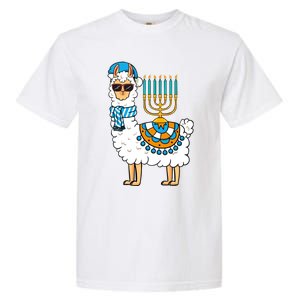 Menorah Hanukkah Llama Cute Alpaca Chanukah Garment-Dyed Heavyweight T-Shirt