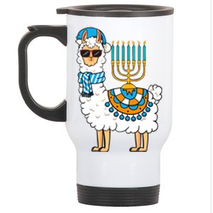 Menorah Hanukkah Llama Cute Alpaca Chanukah Stainless Steel Travel Mug