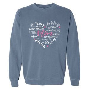 Mom Heart Love Typography Mothers Day Blessed Mama Life Gift Garment-Dyed Sweatshirt