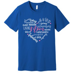 Mom Heart Love Typography Mothers Day Blessed Mama Life Gift Premium T-Shirt