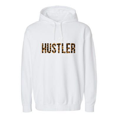 Mother Hustler Leopard Funny Mother Day Handwritten Style Garment-Dyed Fleece Hoodie