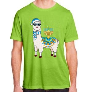 Menorah Hanukkah Llama Cute Alpaca Chanukah Gift Adult ChromaSoft Performance T-Shirt