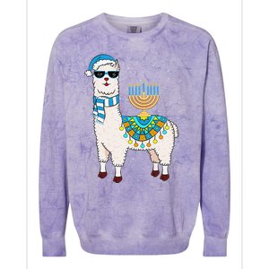 Menorah Hanukkah Llama Cute Alpaca Chanukah Gift Colorblast Crewneck Sweatshirt