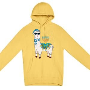 Menorah Hanukkah Llama Cute Alpaca Chanukah Gift Premium Pullover Hoodie