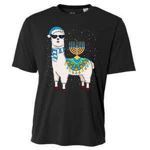 Menorah Hanukkah Llama Cute Alpaca Chanukah Gift Cooling Performance Crew T-Shirt