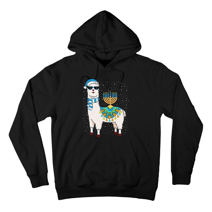 Menorah Hanukkah Llama Cute Alpaca Chanukah Gift Hoodie