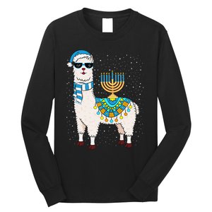 Menorah Hanukkah Llama Cute Alpaca Chanukah Gift Long Sleeve Shirt