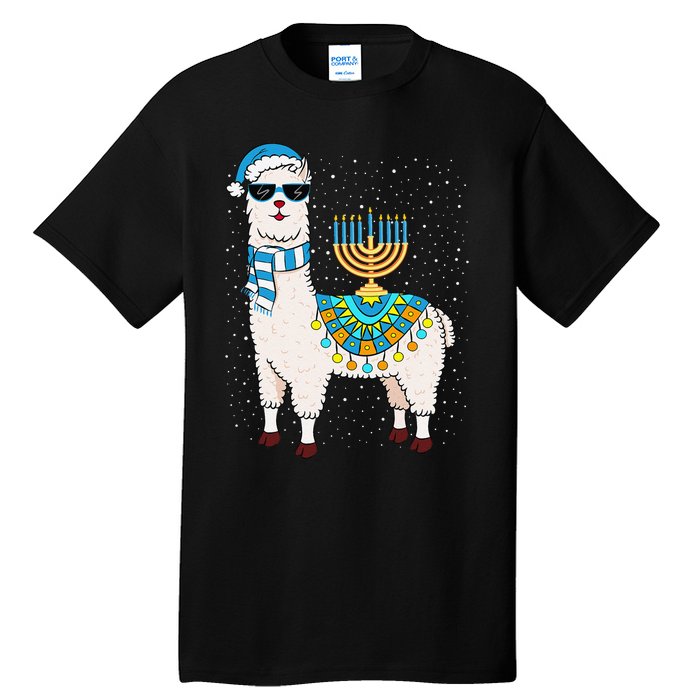 Menorah Hanukkah Llama Cute Alpaca Chanukah Gift Tall T-Shirt