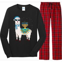 Menorah Hanukkah Llama Cute Alpaca Chanukah Gift Long Sleeve Pajama Set