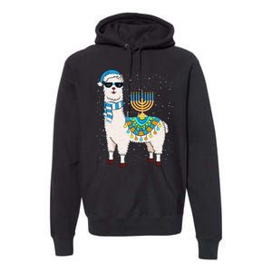 Menorah Hanukkah Llama Cute Alpaca Chanukah Gift Premium Hoodie