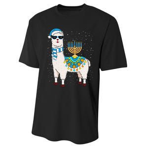 Menorah Hanukkah Llama Cute Alpaca Chanukah Gift Performance Sprint T-Shirt