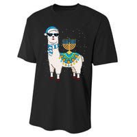 Menorah Hanukkah Llama Cute Alpaca Chanukah Gift Performance Sprint T-Shirt