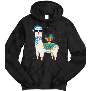 Menorah Hanukkah Llama Cute Alpaca Chanukah Gift Tie Dye Hoodie