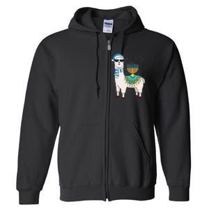 Menorah Hanukkah Llama Cute Alpaca Chanukah Gift Full Zip Hoodie