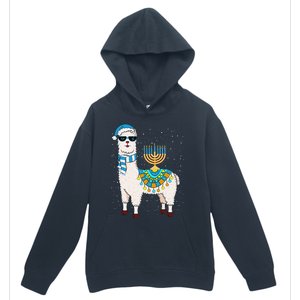 Menorah Hanukkah Llama Cute Alpaca Chanukah Gift Urban Pullover Hoodie