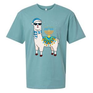 Menorah Hanukkah Llama Cute Alpaca Chanukah Gift Sueded Cloud Jersey T-Shirt