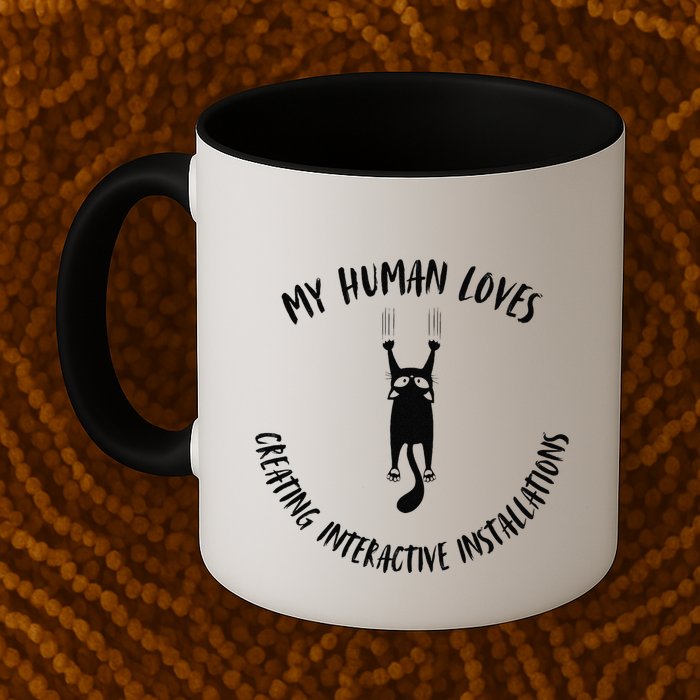 My Human Loves Creating Interactive Installations Cat Love Mug