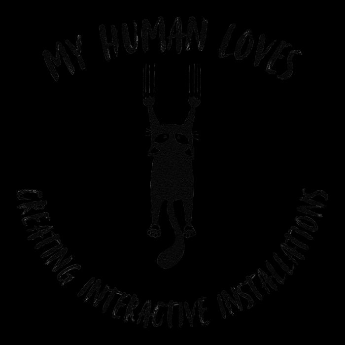 My Human Loves Creating Interactive Installations Cat Love Drawstring Bag