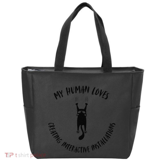 My Human Loves Creating Interactive Installations Cat Love Zip Tote Bag