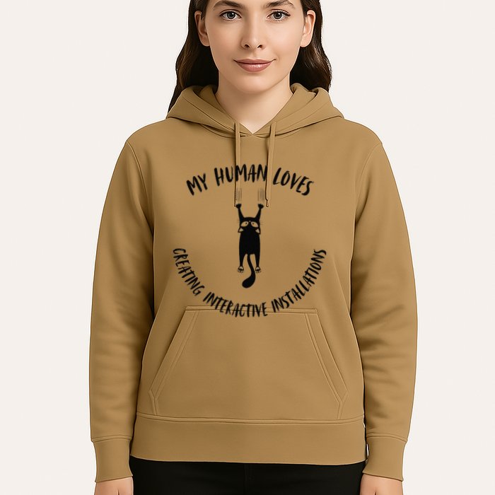 My Human Loves Creating Interactive Installations Cat Love Hoodie