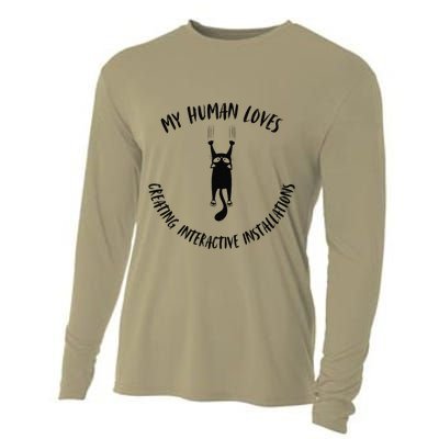 My Human Loves Creating Interactive Installations Cat Love Cooling Performance Long Sleeve Crew