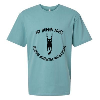 My Human Loves Creating Interactive Installations Cat Love Sueded Cloud Jersey T-Shirt
