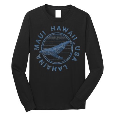 Maui Hawaii Lahaina Vintage Whale Retro Long Sleeve Shirt