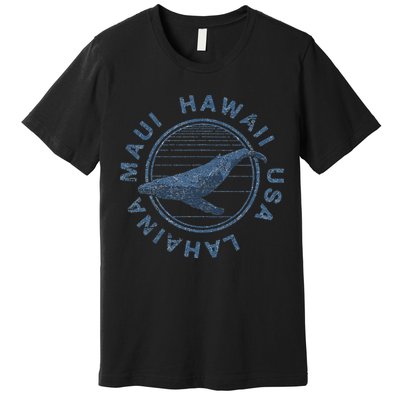 Maui Hawaii Lahaina Vintage Whale Retro Premium T-Shirt
