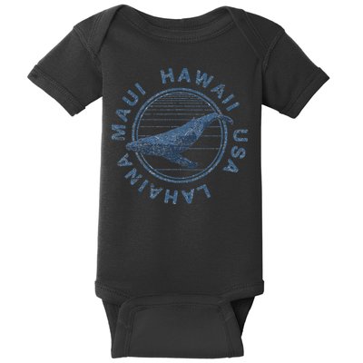 Maui Hawaii Lahaina Vintage Whale Retro Baby Bodysuit