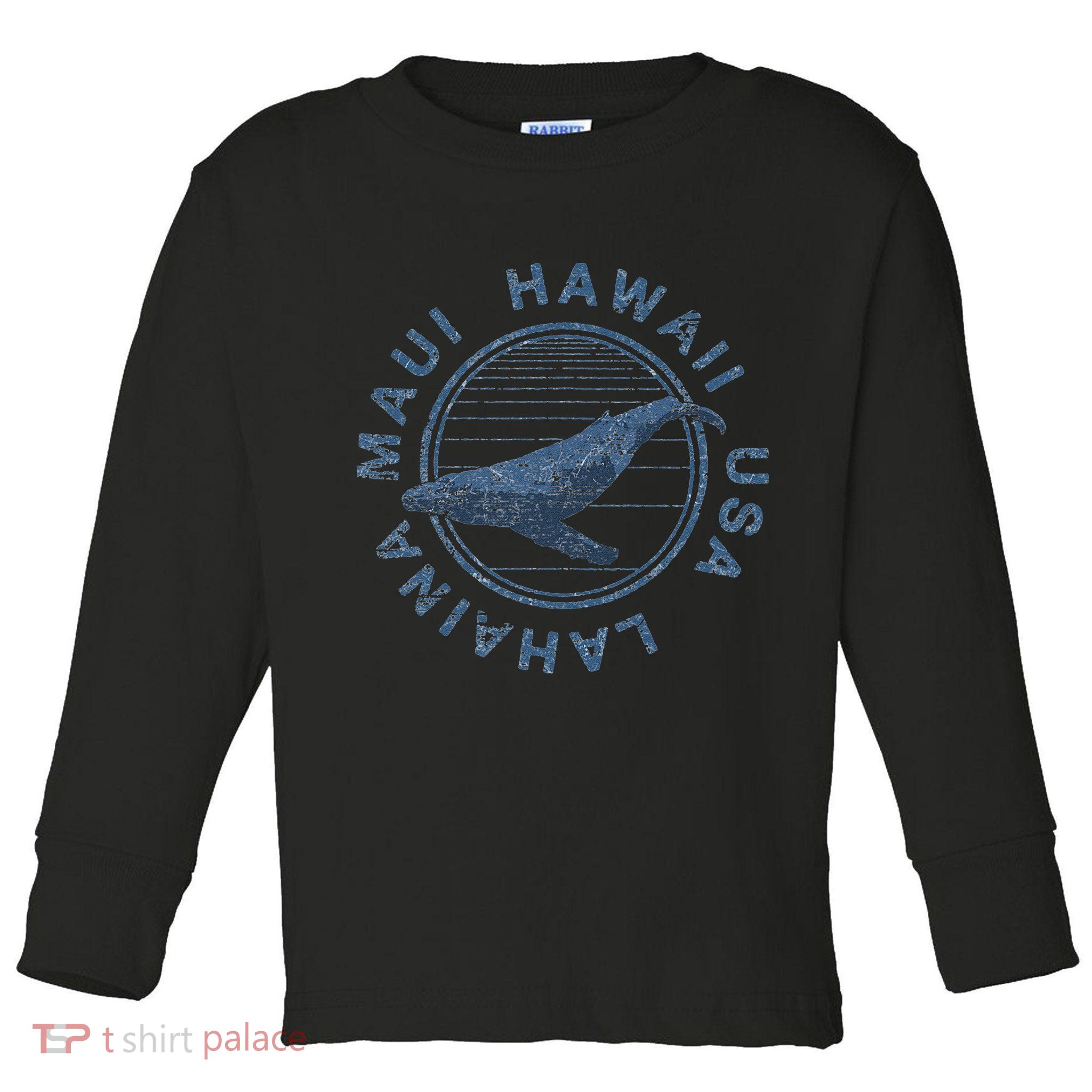Maui Hawaii Lahaina Vintage Whale Retro Toddler Long Sleeve Shirt