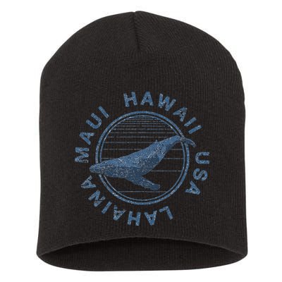 Maui Hawaii Lahaina Vintage Whale Retro Short Acrylic Beanie