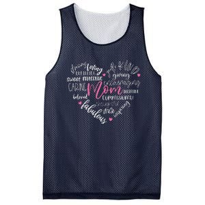 Mom Heart Love Typography Mother's Day Blessed Mama Life Mesh Reversible Basketball Jersey Tank