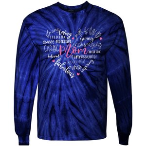 Mom Heart Love Typography Mother's Day Blessed Mama Life Tie-Dye Long Sleeve Shirt