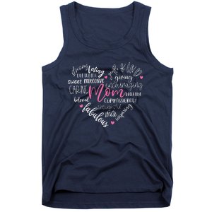 Mom Heart Love Typography Mother's Day Blessed Mama Life Tank Top