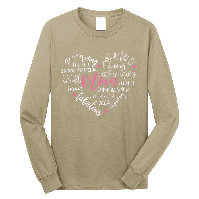 Mom Heart Love Typography Mother's Day Blessed Mama Life Long Sleeve Shirt