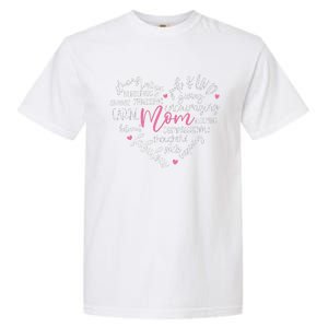 Mom Heart Love Typography Mother's Day Blessed Mama Life Garment-Dyed Heavyweight T-Shirt