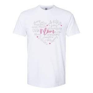 Mom Heart Love Typography Mother's Day Blessed Mama Life Softstyle CVC T-Shirt