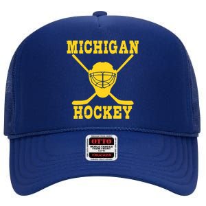 Michigan Hockey High Crown Mesh Back Trucker Hat