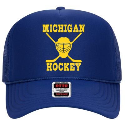 Michigan Hockey High Crown Mesh Back Trucker Hat