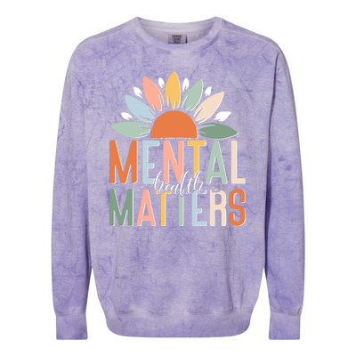 Mental Health Matters Flower Colorblast Crewneck Sweatshirt