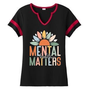 Mental Health Matters Flower Ladies Halftime Notch Neck Tee