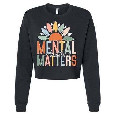 Mental Health Matters Flower Cropped Pullover Crew