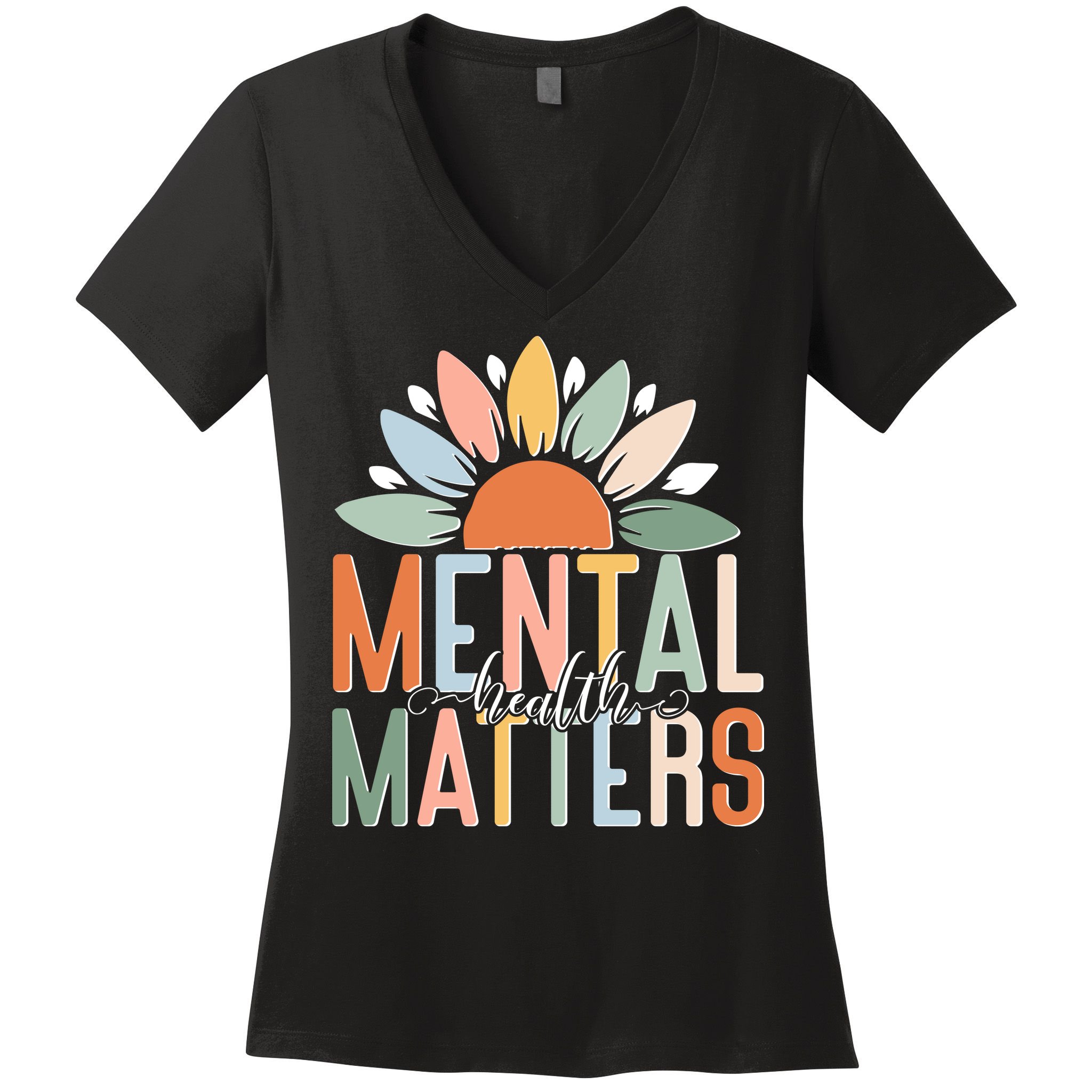 Mental Health Matters Flower Women's V-Neck T-Shirt