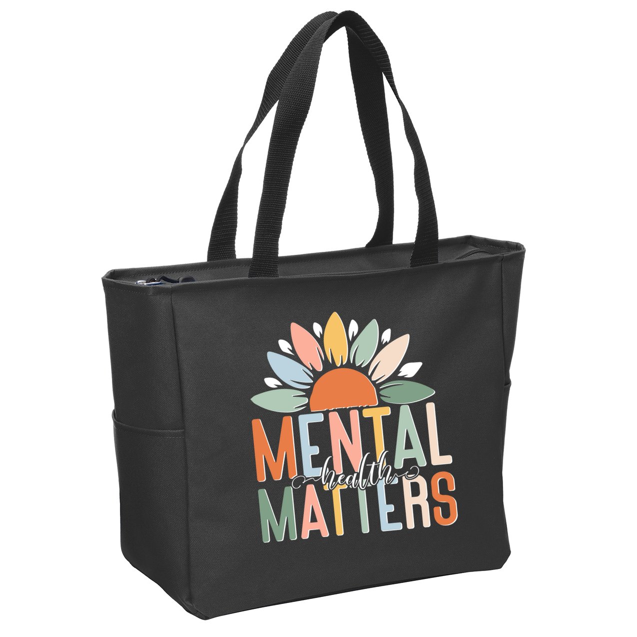 Mental Health Matters Flower Zip Tote Bag