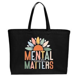 Mental Health Matters Flower Cotton Canvas Jumbo Tote