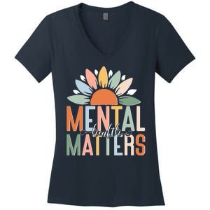 Mental Health Matters Flower Women's V-Neck T-Shirt