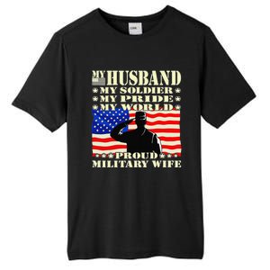 My Husband My Soldier Hero Proud Military Wife Army Spouse Tall Fusion ChromaSoft Performance T-Shirt