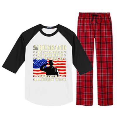 My Husband My Soldier Hero Proud Military Wife Army Spouse Raglan Sleeve Pajama Set