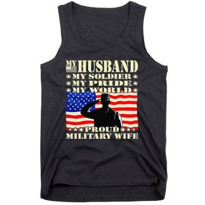 My Husband My Soldier Hero Proud Military Wife Army Spouse Tank Top